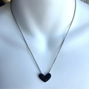 Black Druzy Style Heart Necklace